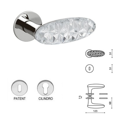 MANIGLIA CRYSTAL DIAMOND CROMO LUCIDO + VETRO