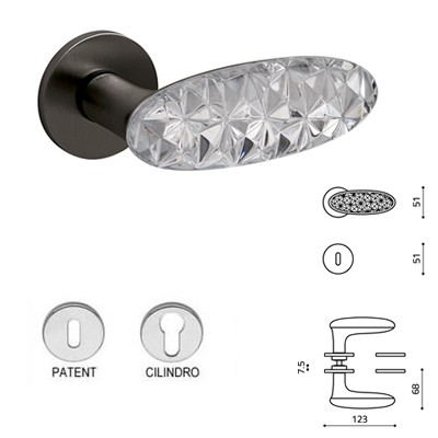 MANIGLIA CRYSTAL DIAMOND SuperAntracite SATINATO+VETRO