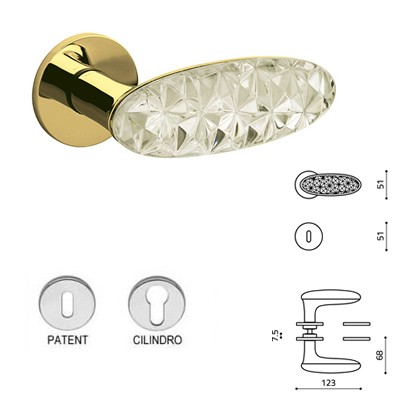 MANIGLIA CRYSTAL DIAMOND SuperOro LUCIDO+VETRO