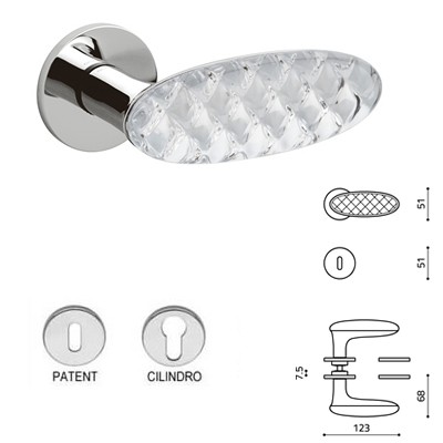 MANIGLIA CRYSTAL ROYAL CROMO LUCIDO+VETRO