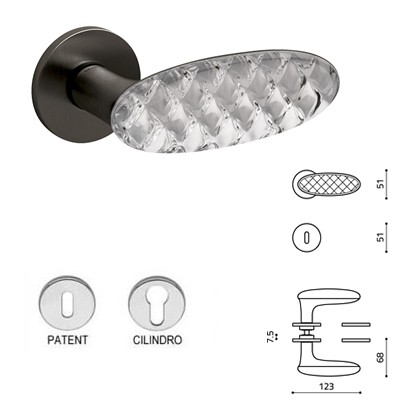 MANIGLIA CRYSTAL ROYAL SuperAntracite SATINATO+VETRO