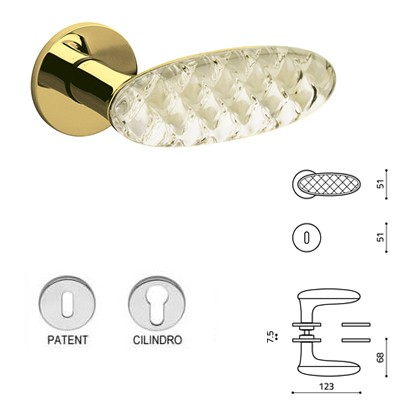 MANIGLIA CRYSTAL ROYAL SuperOro LUCIDO+VETRO