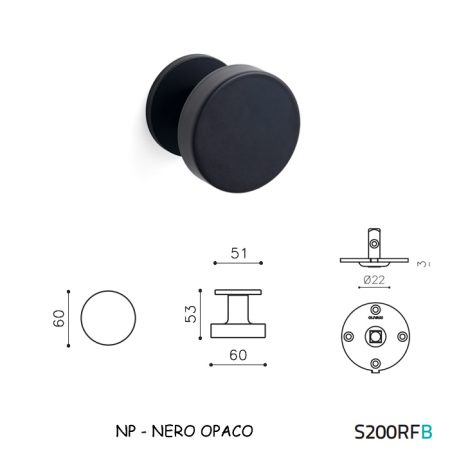 MEZZO POMOLO LINK B FISSO NERO OPACO