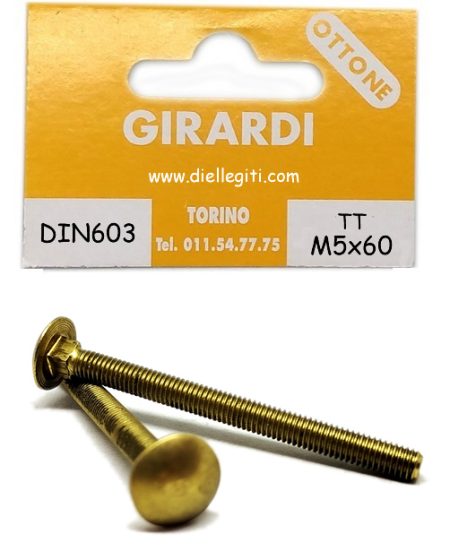 VITE OTTONE TESTA TONDA M5X60 DIN 603