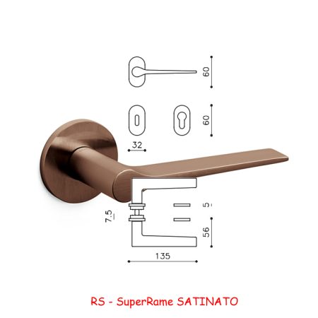 MANIGLIA LAMA L ROSETTE OVALI SuperRame SATINATO