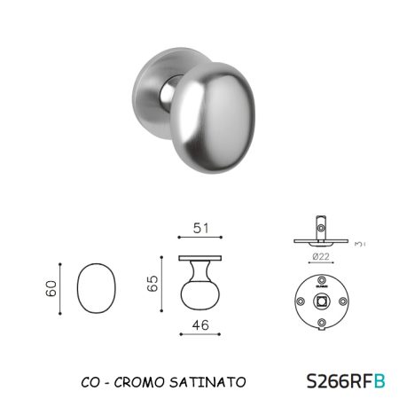 MEZZO POMOLO MELANZANA FISSO CROMO SATINATO