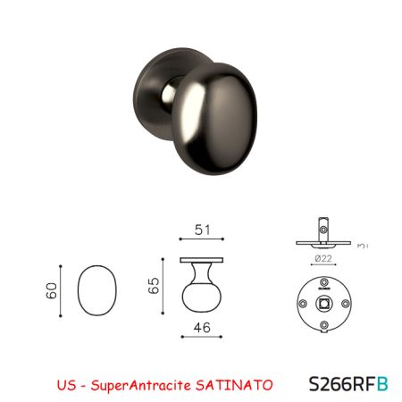 MEZZO POMOLO MELANZANA FISSO SuperAntracite SATINATO