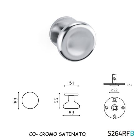 MEZZO POMOLO PADDLE FISSO CROMO SATINATO