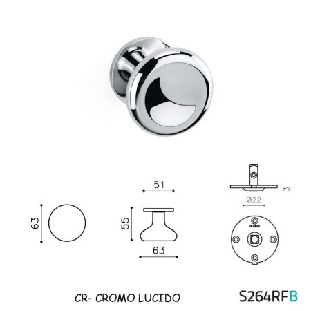 MEZZO POMOLO PADDLE FISSO CROMO LUCIDO