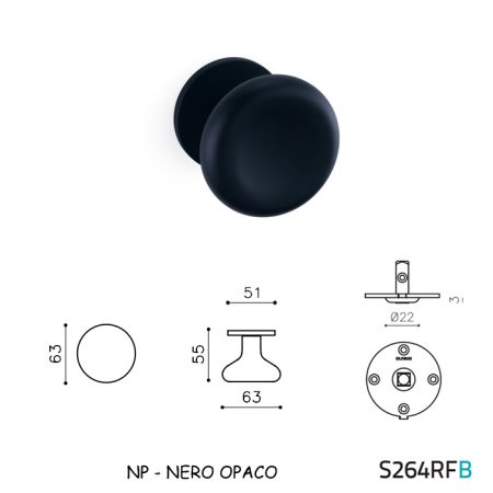MEZZO POMOLO PADDLE FISSO NERO OPACO