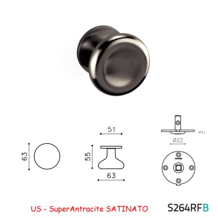 MEZZO POMOLO PADDLE FISSO SuperAntracite SATINATO