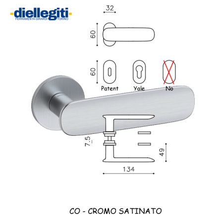 MANIGLIA CONCA L ROSETTE OVALI CROMO SATINATO
