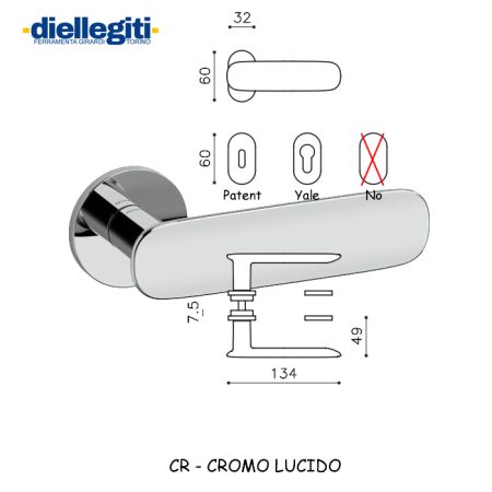 MANIGLIA CONCA L ROSETTE OVALI CROMO LUCIDO