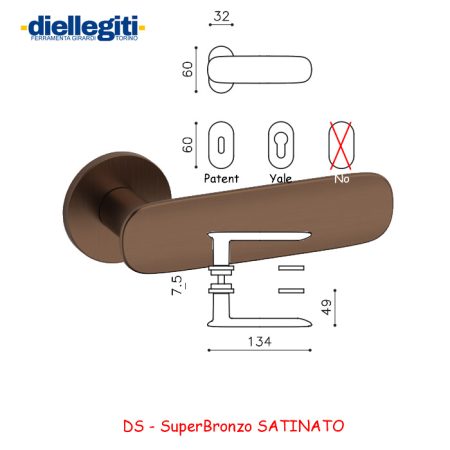 MANIGLIA CONCA L ROSETTE OVALI SuperBronzo SATINATO