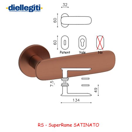 MANIGLIA CONCA L ROSETTE OVALI SuperRame SATINATO