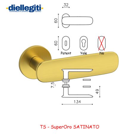 MANIGLIA CONCA L ROSETTE OVALI SuperOro SATINATO