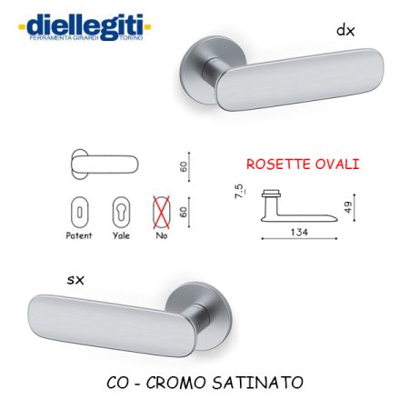 MEZZA MANIGLIA CONCA L ROSETTA OVALE CROMO SATINATO