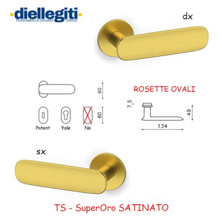 MEZZA MANIGLIA CONCA L ROSETTA OVALE SuperOro SATINATO
