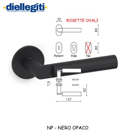 MANIGLIA LIPSTICK ROSETTE OVALI NERO OPACO