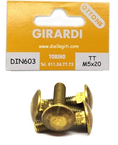 VITE OTTONE TESTA TONDA M5X20 DIN 603