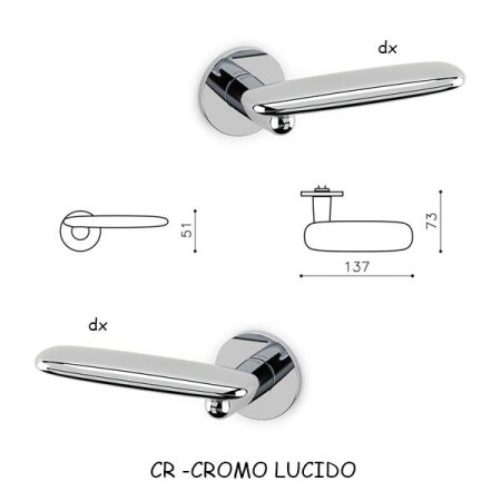 Mezza Maniglia Olivari  DOLMEN CROMO LUCIDO