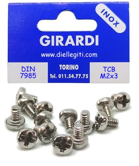 VITE INOX T. CILINDRICA M2x3 CROCE PH DIN7985