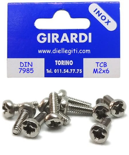 VITE INOX T. CILINDRICA M2x6 CROCE PH DIN7985