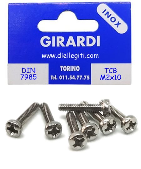 VITE INOX T. CILINDRICA M2x10 CROCE PH DIN7985