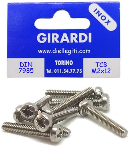 VITE INOX T. CILINDRICA M2x12 CROCE PH DIN7985