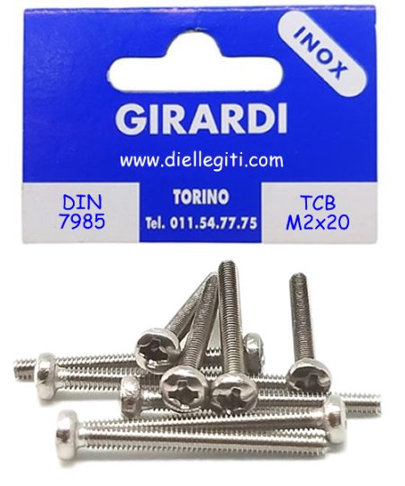 VITE INOX T. CILINDRICA M2x20 CROCE PH DIN7985