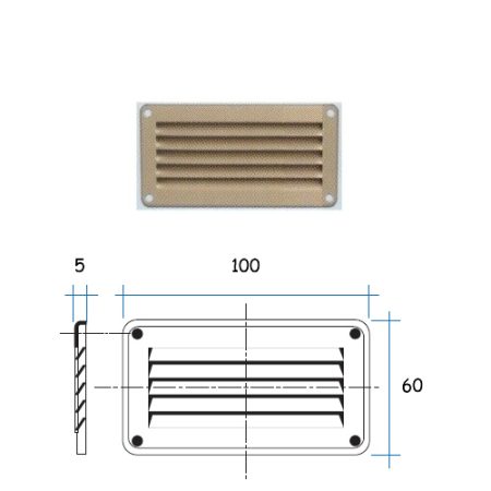 GRIGLIA VENTILAZIONE ACCIAIO INOX mm 60x100