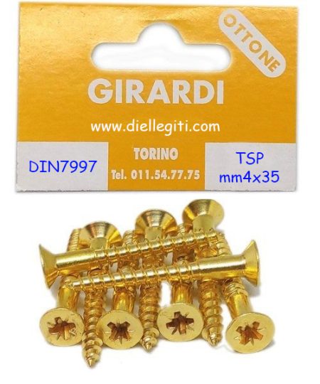 VITE A LEGNO OTTONE TSP 4x35 CROCE DIN 7997