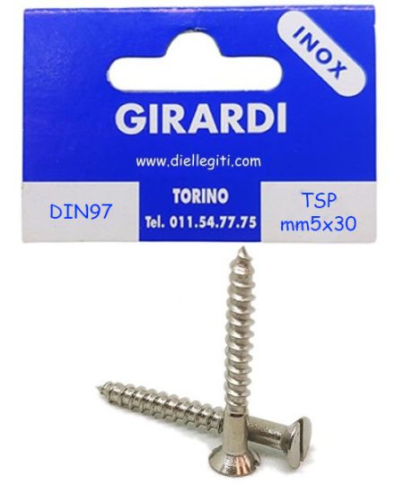 VITE ACCIAIO INOX A2 DIN97 TSP 5X30