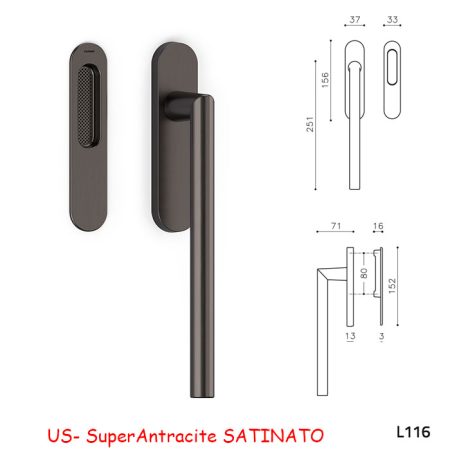 MANIGLIONE ALZANTE SERENELLA SuperAntracite SATINATO